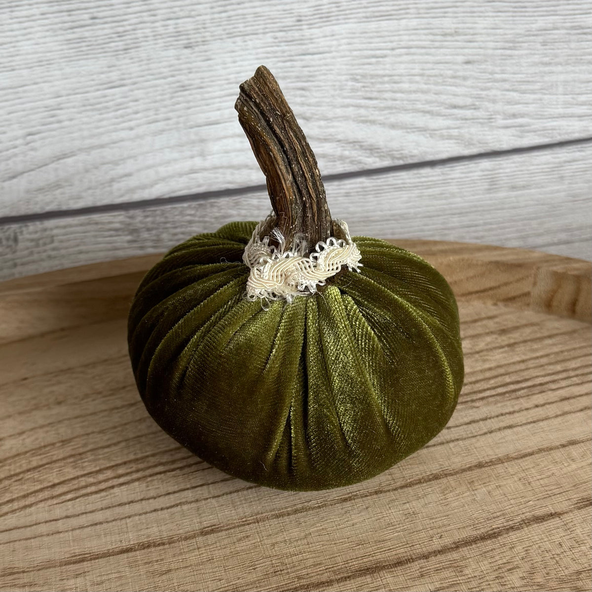 Small Green Velvet Pumpkin