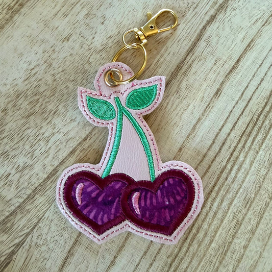 Pink Vinyl Cherry Keychain