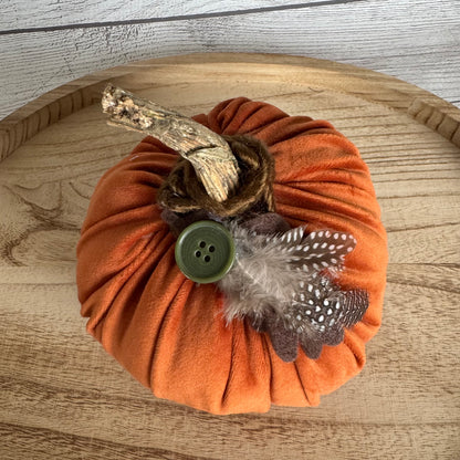 Large Orange Velvet Pumpkin