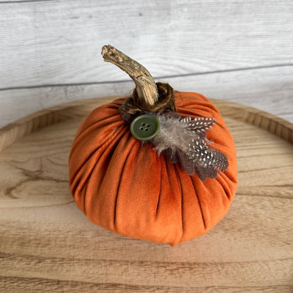 Large Orange Velvet Pumpkin