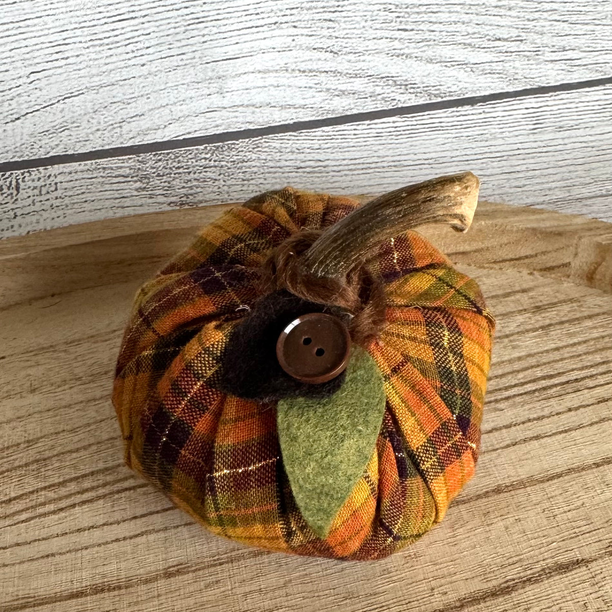 Medium Plaid Fabric Pumpkin