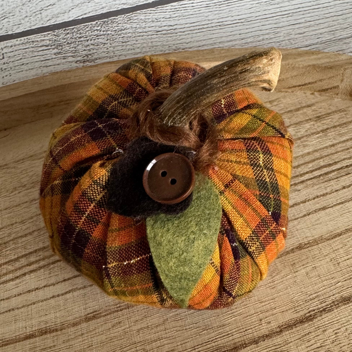Medium Plaid Fabric Pumpkin