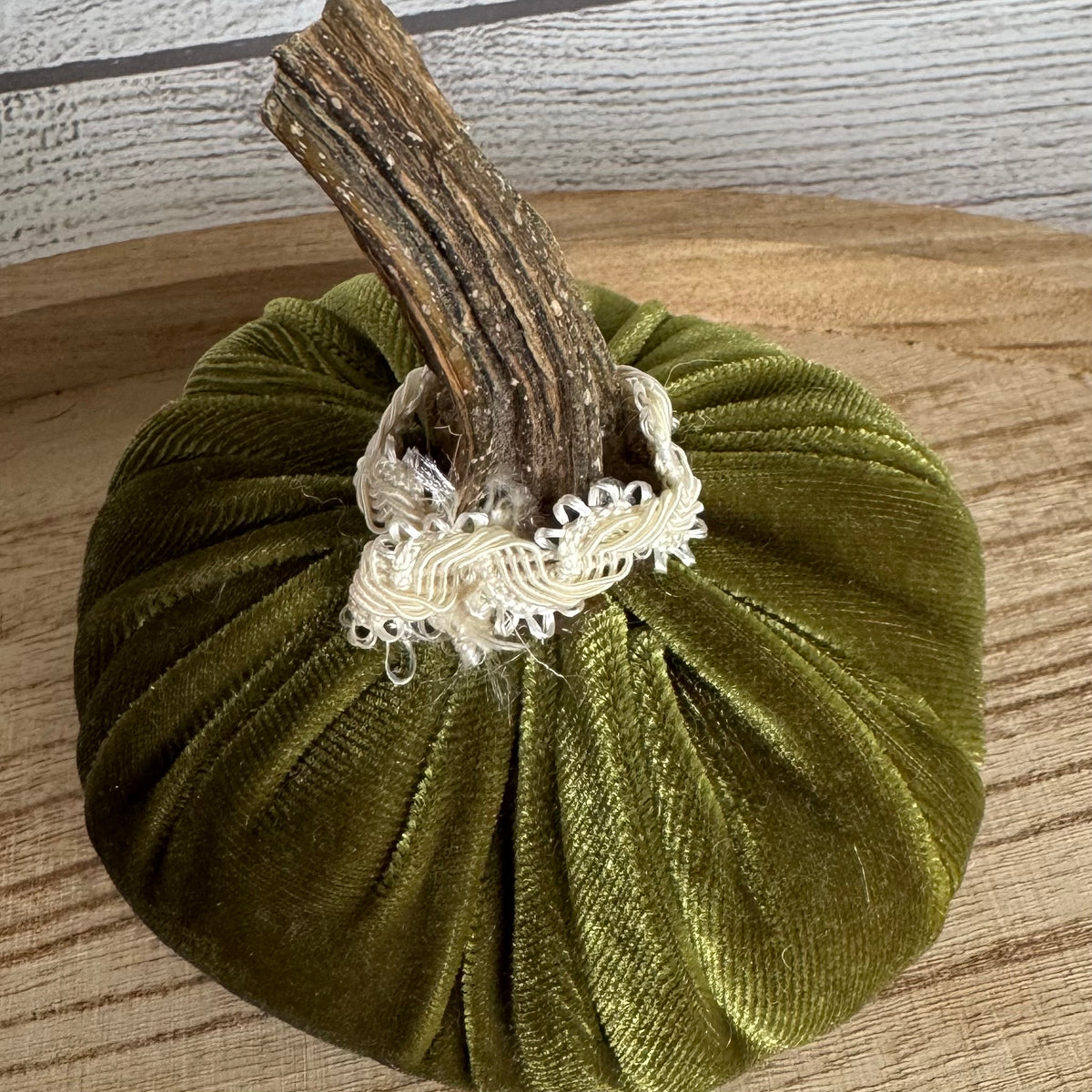 Small Green Velvet Pumpkin