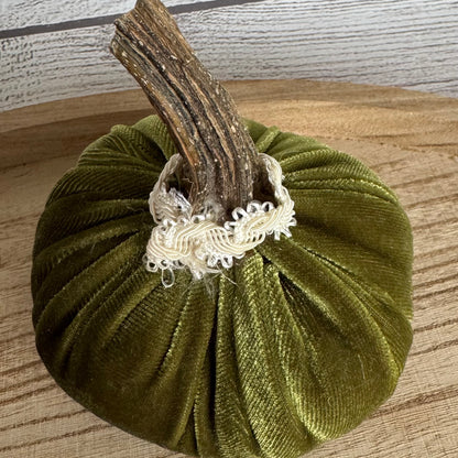 Small Green Velvet Pumpkin